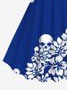 Robe débardeur hawaïenne grande taille à imprimé tropical, motif tête de mort, hibiscus, feuilles et fleurs - Bleu profond XXS