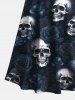 Robe longue hawaïenne grande taille à imprimé tête de mort et roses, épaules dénudées et croisée - Noir XXS