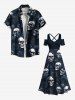 Plus Size Skulls Rose Flower Print Cold Shoulder Crisscross Hawaii Maxi Dress -  