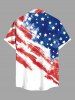 Plus Size Patriotic American Flag Distressed Print Buttons Pocket Shirt For Men -  