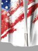 Plus Size Patriotic American Flag Distressed Print Buttons Pocket Shirt For Men -  