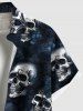 Plus Size Skulls Rose Flower Print Buttons Pocket Hawaii Shirt For Men -  