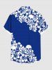 Plus Size Skulls Hibiscus Flower Leaf Tropical Print Buttons Pocket Hawaii Shirt For Men -  