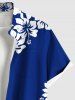 Plus Size Skulls Hibiscus Flower Leaf Tropical Print Buttons Pocket Hawaii Shirt For Men -  