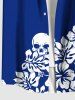 Plus Size Skulls Hibiscus Flower Leaf Tropical Print Buttons Pocket Hawaii Shirt For Men -  