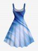 Robe débardeur hawaïenne grande taille à imprimé cocotiers et oiseaux ombrés - Bleu clair XS