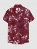 Plus Size Flowers Leaf Tropical Print Buttons Pocket Hawaii Shirt For Men -  