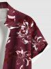 Chemise hawaïenne grande taille à imprimé tropical, fleurs et feuilles, avec poches et boutons, pour homme - Rouge 3XL