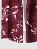 Chemise hawaïenne grande taille à imprimé tropical, fleurs et feuilles, avec poches et boutons, pour homme - Rouge 3XL