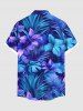 Plus Size Flower Leaf Tropical Print Buttons Pocket Hawaii Shirt For Men -  