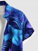 Plus Size Flower Leaf Tropical Print Buttons Pocket Hawaii Shirt For Men -  
