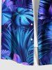 Plus Size Flower Leaf Tropical Print Buttons Pocket Hawaii Shirt For Men -  