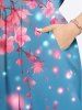 Plus Size Flowers Star Galaxy Print Split Hawaii Midi Dress -  