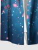 Plus Size Flowers Star Galaxy Print Buttons Pocket Hawaii Shirt For Men -  