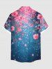 Plus Size Flowers Star Galaxy Print Buttons Pocket Hawaii Shirt For Men -  