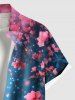 Plus Size Flowers Star Galaxy Print Buttons Pocket Hawaii Shirt For Men -  