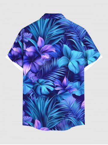 Flower Leaf Tropical Print Plus Size Matching Hawaii Beach Outfit For Couples