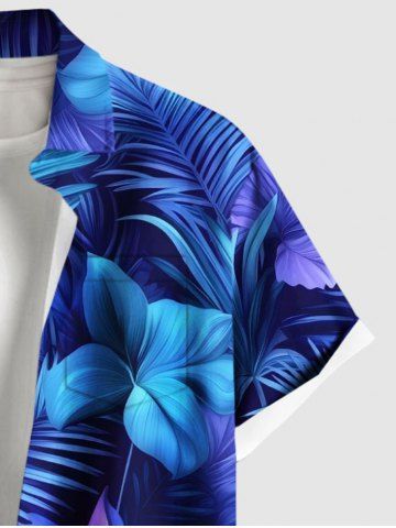 Flower Leaf Tropical Print Plus Size Matching Hawaii Beach Outfit For Couples
