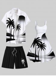Coconut Tree Sea Sun Print Plus Size Matching Hawaii Beach Outfit For Couples -  