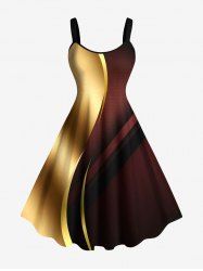 Plus Size Curve Light Beam Ombre Colorblock Print Tank Dress -  