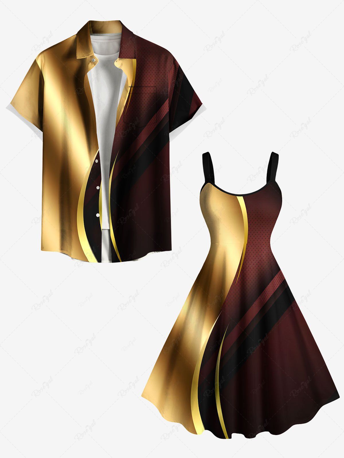 Buy Curve Light Beam Ombre Colorblock Print Plus Size Matching Hawaii Beach Outfit For Couples  
