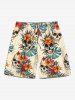 Skulls Tropical Leaf Hibiscus Flowers Print Plus Size Matching Hawaii Beach Outfit For Couples -  