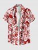 Tenue de plage hawaïenne assortie grande taille, motif cocotier, feuilles tropicales, fleurs d'hibiscus, pour couples - Rouge 