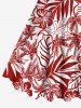Tenue de plage hawaïenne assortie grande taille, motif cocotier, feuilles tropicales, fleurs d'hibiscus, pour couples - Rouge 