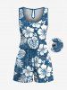 Matching Hawaii Shirt and Romper Plus Size Beach Outfit Tropical Leaf Hibiscus Flower Print For Couples -  