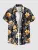 Tenue de plage hawaïenne assortie grande taille à imprimé fleurs et feuilles pour couples - Bleu profond 
