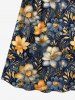 Tenue de plage hawaïenne assortie grande taille à imprimé fleurs et feuilles pour couples - Bleu profond 
