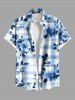 Tenue de plage hawaïenne assortie grande taille à imprimé écossais et fleurs de pivoine pour couples - Bleu clair 