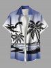 Tenue de plage hawaïenne assortie grande taille pour couple, motif cocotier, nuage, soleil, paysage marin, imprimé ombré - Bleu 