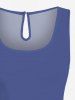 Tenue de plage hawaïenne assortie grande taille pour couple, motif cocotier, nuage, soleil, paysage marin, imprimé ombré - Bleu 