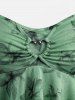 Plus Size Floral Print Heart Buckle Layered Handkerchief Asymmetric Tank Top -  