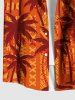 Plus Size Coconut Tree Ethnic Print Hawaii Button Pocket Shirt For Men -  