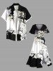 Plus Size Floral Branch Print Hawaii Split Pocket A Line Midi Dress -  