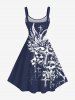 Plus Size Skull Cross Wings Print A Line Tank Dress -  