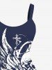 Plus Size Skull Cross Wings Print A Line Tank Dress -  