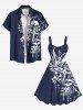 Plus Size Skull Cross Wings Print A Line Tank Dress -  
