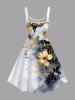 Plus Size Ink Painting Tie Dye Ombre Flower Print Hawaii A Line Tank Dress -  