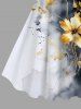 Plus Size Ink Painting Tie Dye Ombre Flower Print Hawaii A Line Tank Dress -  