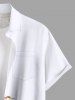 Plus Size Flower Leaf Print Hawaii Button Pocket Shirt For Men -  