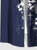Chemise grande taille à imprimé tête de mort, croix et ailes, avec poches boutonnées pour homme - Bleu L