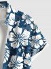 Plus Size Tropical Leaves Hibiscus Floral Print Hawaii Button Pocket Shirt For Men -  