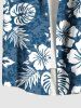 Chemise hawaïenne grande taille à imprimé floral et feuilles tropicales et hibiscus pour homme - Bleu clair 5XL