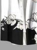 Plus Size Flower Branch Print Hawaii Button Pocket Shirt For Men -  
