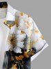 Chemise hawaïenne grande taille à imprimé floral ombré et tie-dye avec poches et boutons pour homme - Gris S