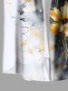 Chemise hawaïenne grande taille à imprimé floral ombré et tie-dye avec poches boutonnées pour homme - Gris 4XL
