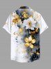 Chemise hawaïenne grande taille à imprimé floral ombré et tie-dye avec poches boutonnées pour homme - Gris 5XL